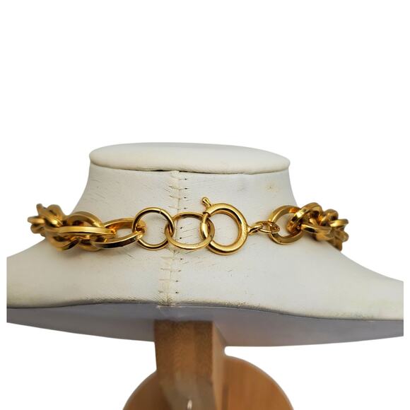 Classic Gold Rope Chain Necklace Chunky Twisted Link Vintage Statement Thick 80s - Picture 3 of 7